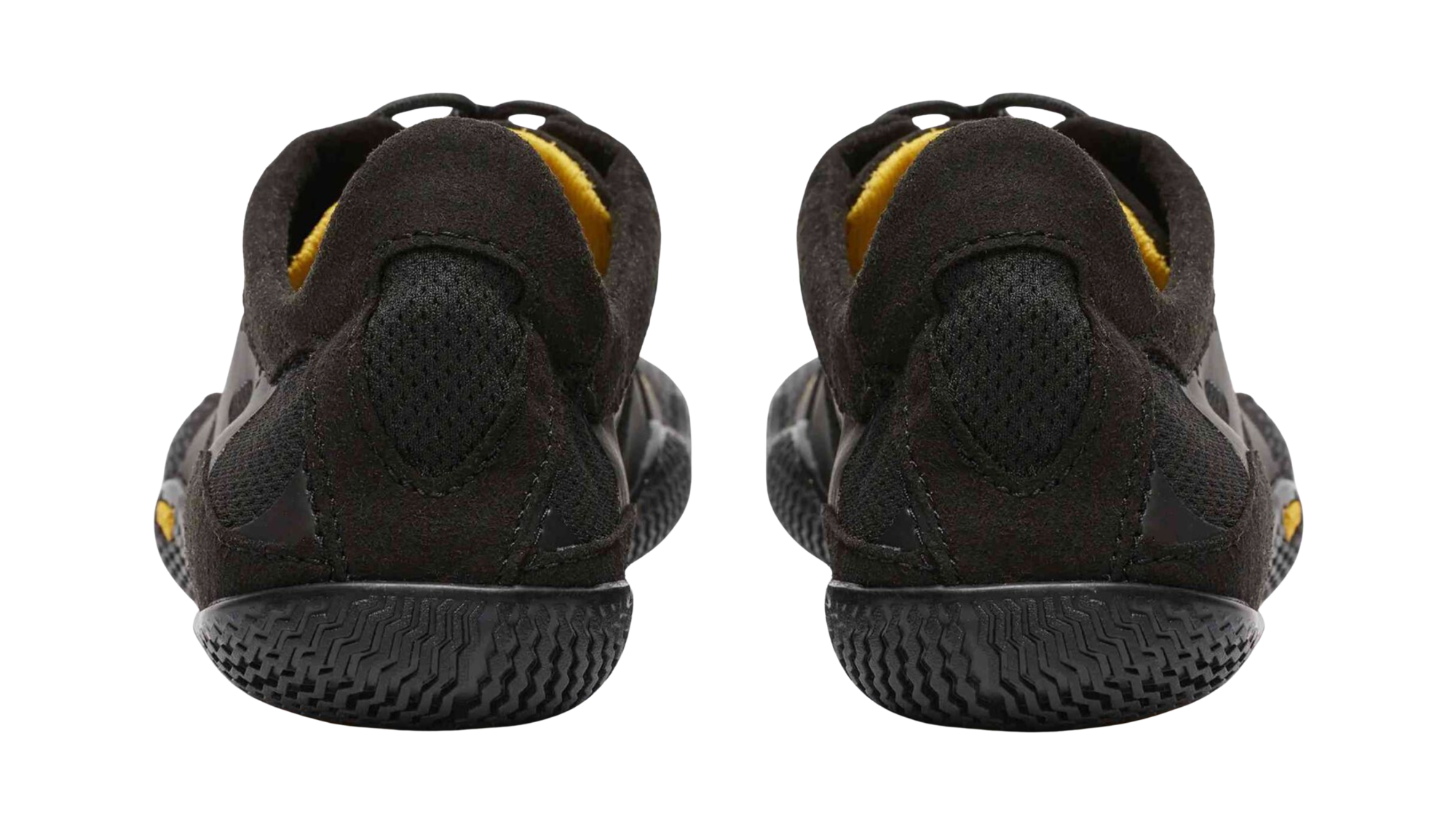 Zehenschuh mit separaten Zehenfächern, Schnellverschluss und Mesh-Einsätzen, Rückansicht als Paar