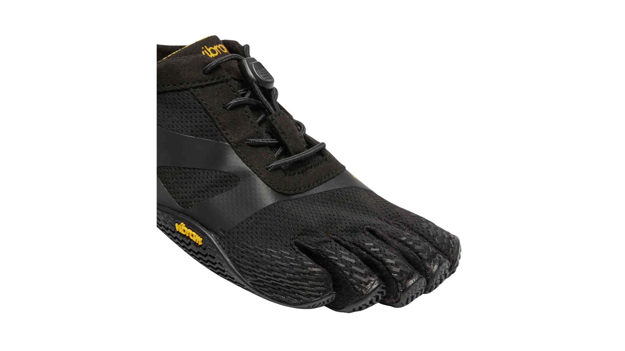 Zehenschuh mit separaten Zehenfächern, Schnellverschluss und Mesh-Einsätzen, Einzelschuh, Detailansicht Zehenfächer