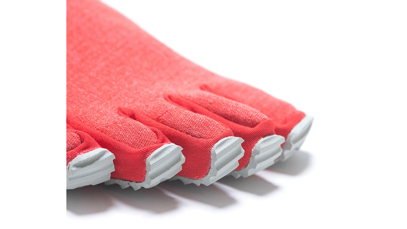 Barfußschuh für Erwachsene ohne Verschluss mit fünf einzelnen Zehenkammern, Detailansicht