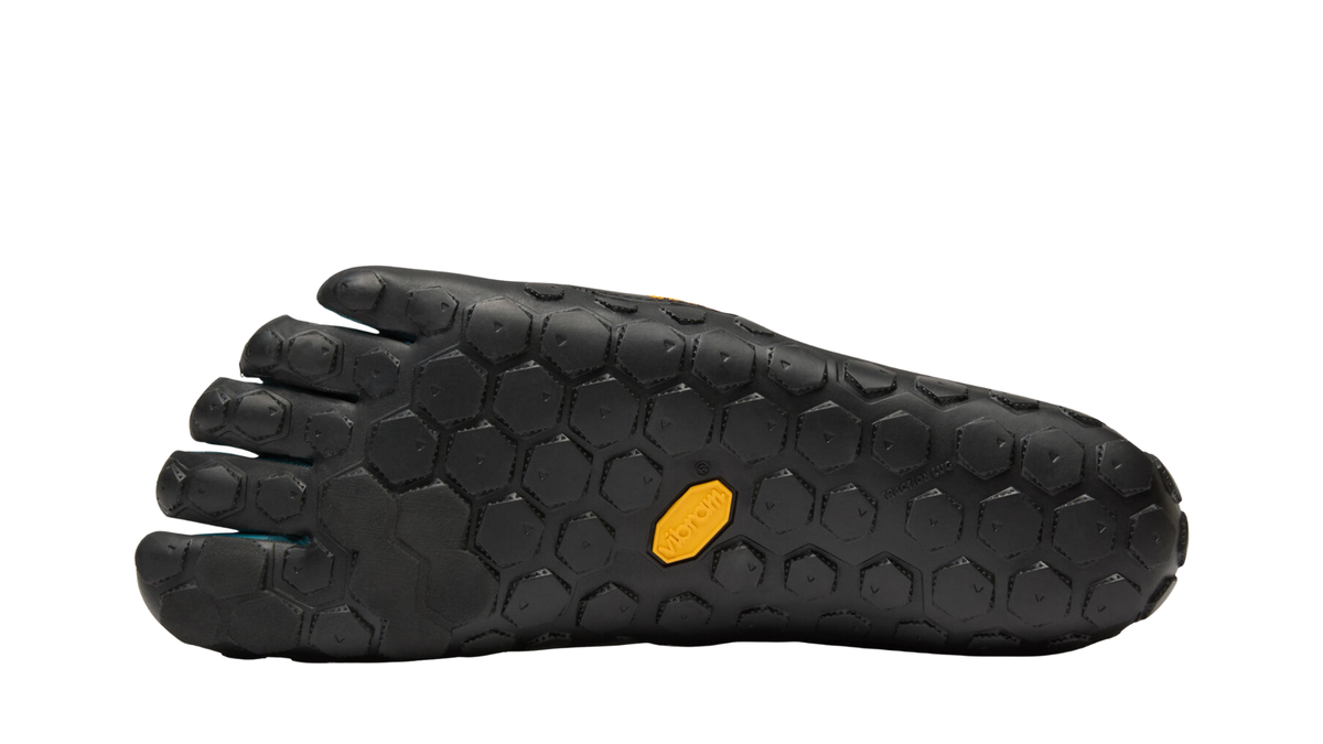 Zehenschuh mit separaten Zehenfächern, zwei Klettverschlüssen und hohem Schaft, Einzelschuh, Ansicht von unten