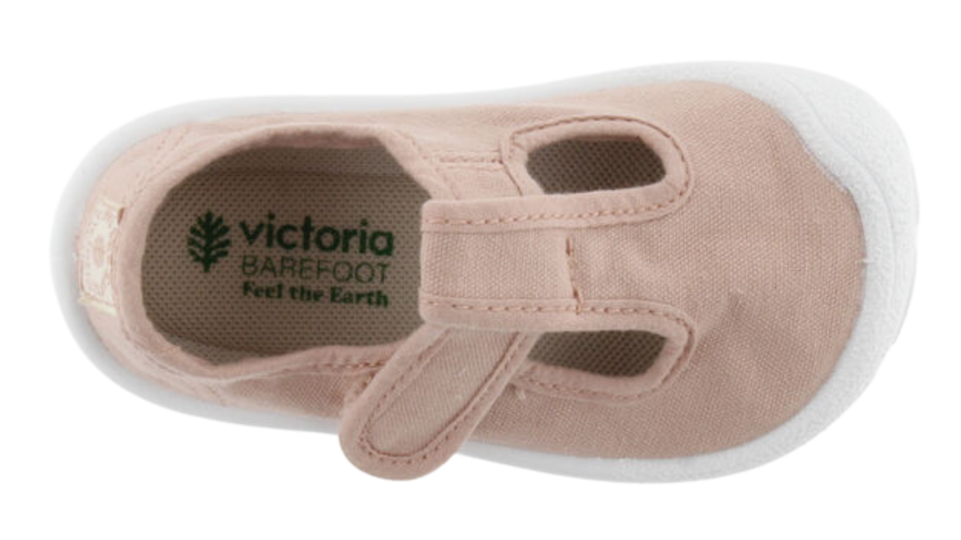 Barfußschuh für Kinder mit breiter Zehenbox, flexibler Sohle und Klettverschluss, geschlossener Zehenbereich, Draufsicht