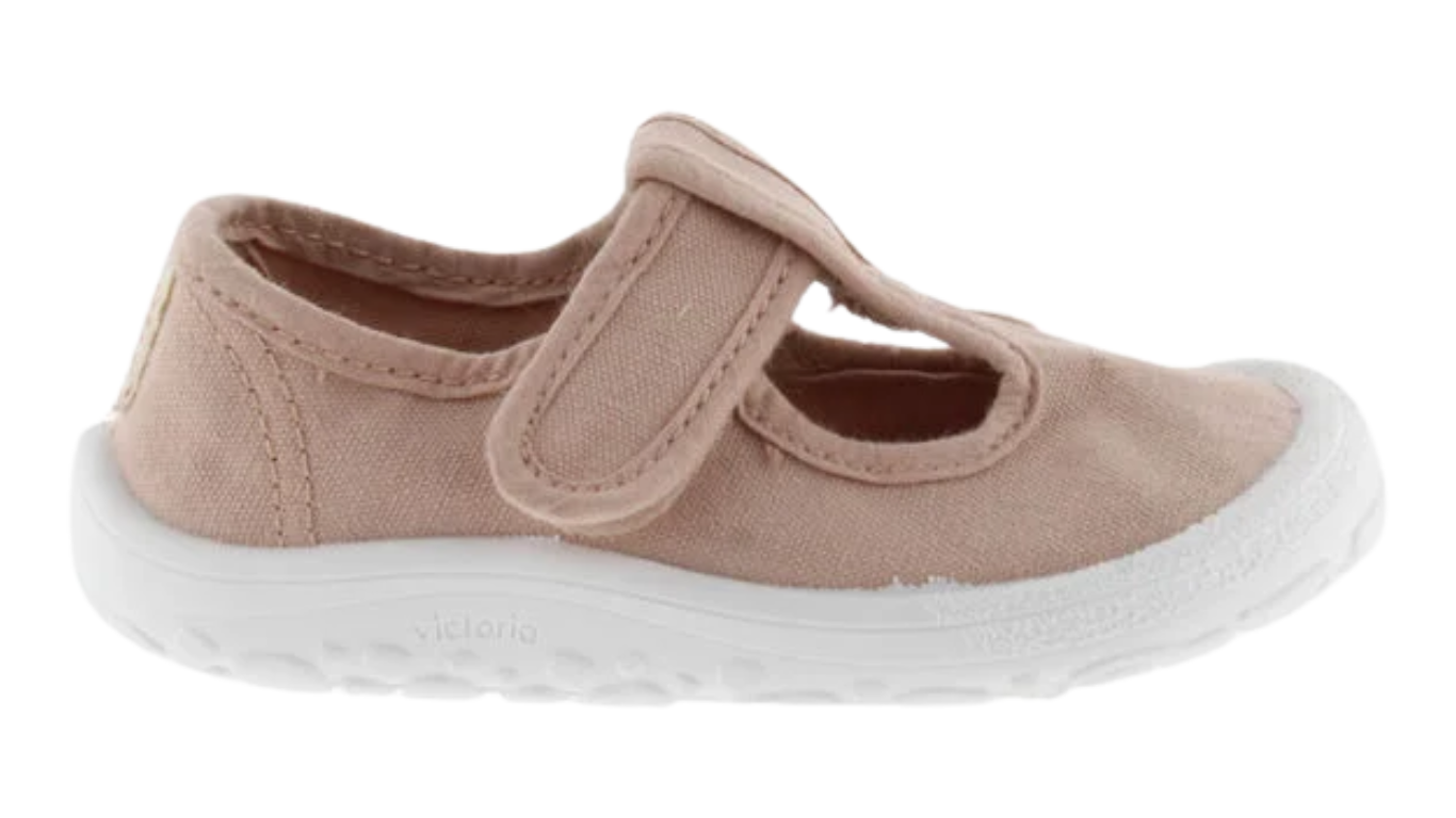 Barfußschuh für Kinder mit breiter Zehenbox, flexibler Sohle und Klettverschluss, geschlossener Zehenbereich, Seitenansicht außen