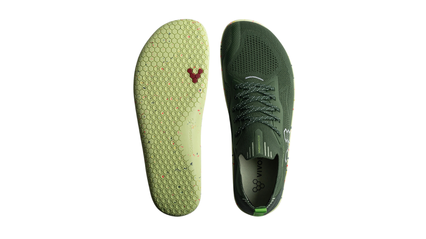 Barfußschuh, geschlossene Zehen und geschlossener Fersenbereich, Schnürung, flexible Sohle, Draufsicht und Ansicht von unten, Paar
