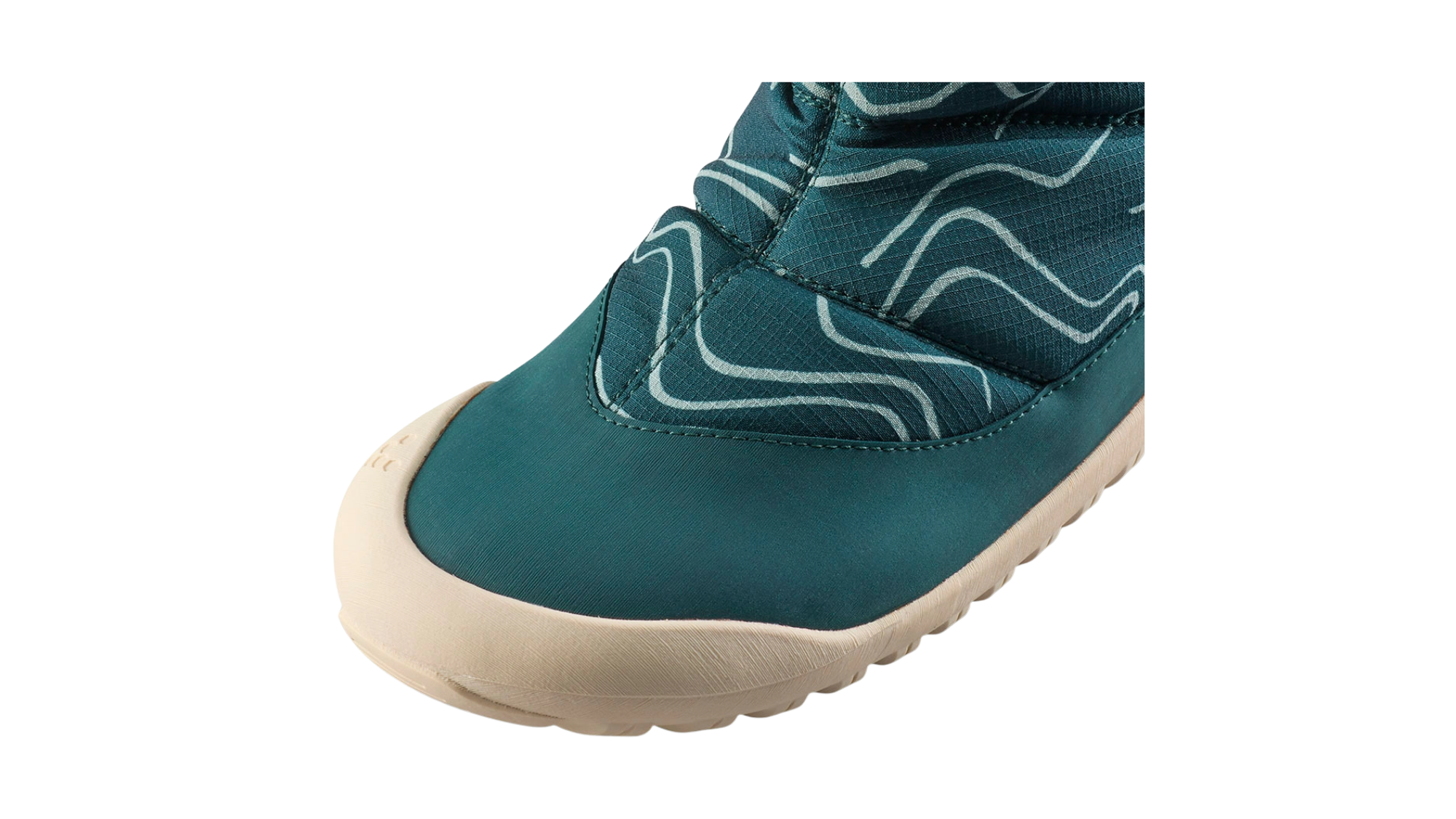 Barfußwinterstiefel, geschlossene Zehen und geschlossener Fersenbereich, Kordelzug am Schaft, profilierte Sohle, Detailansicht 