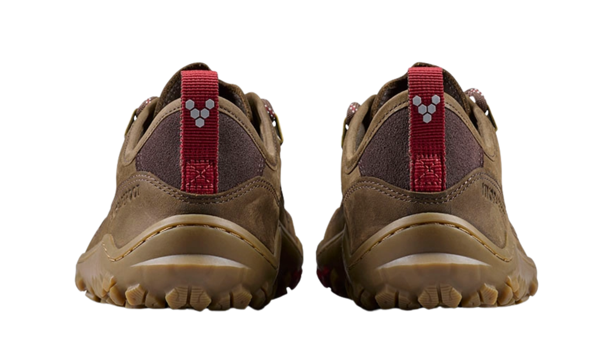 Barfußschuh, geschlossene Zehen und geschlossener Fersenbereich, Schnürung mit Ösen, profilierte Sohle, Rückansicht, Paar