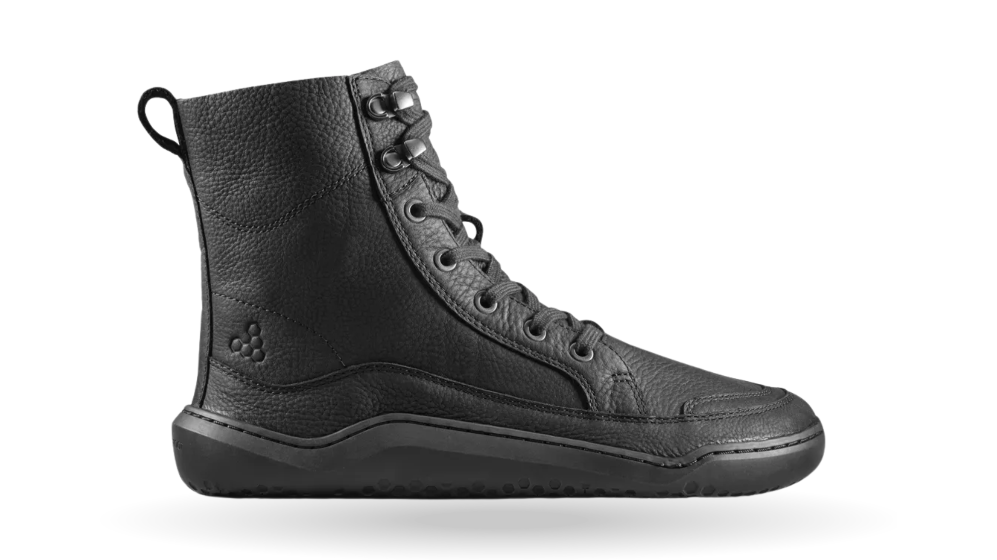 Barfußstiefel für Erwachsene mit Schnürung, breiter Zehenbox und flexibler Sohle, Seitenansicht außen