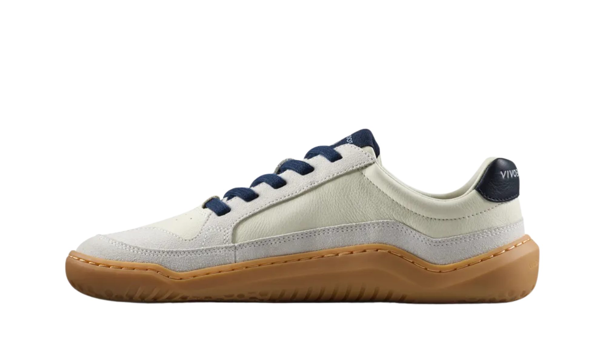 Barfußledersneaker für Erwachsene mit Schnürung, breiter Zehenbox und flexibler Sohle, Seitenansicht innen