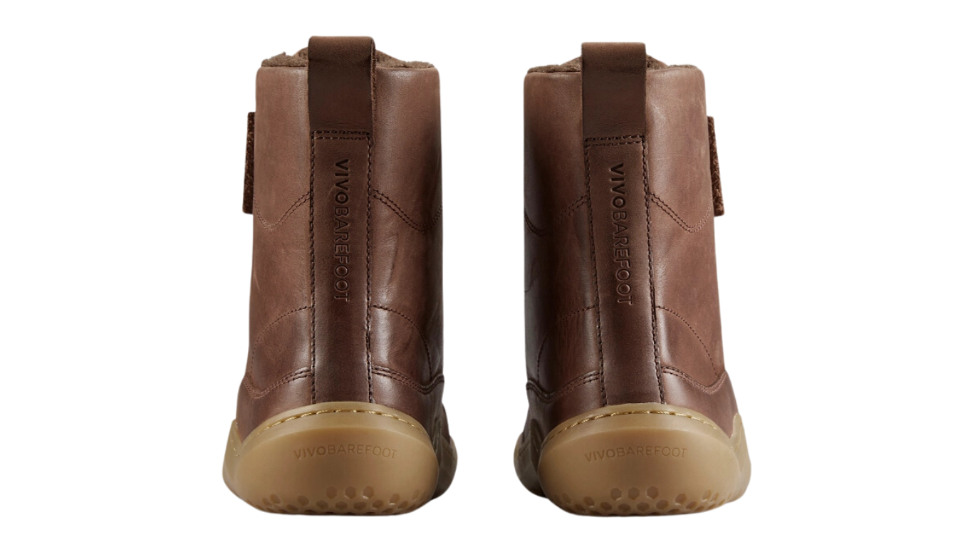 Barfußstiefel für Erwachsene mit Schnürung, breiter Zehenbox und geschlossenem Schaft, Rückansicht