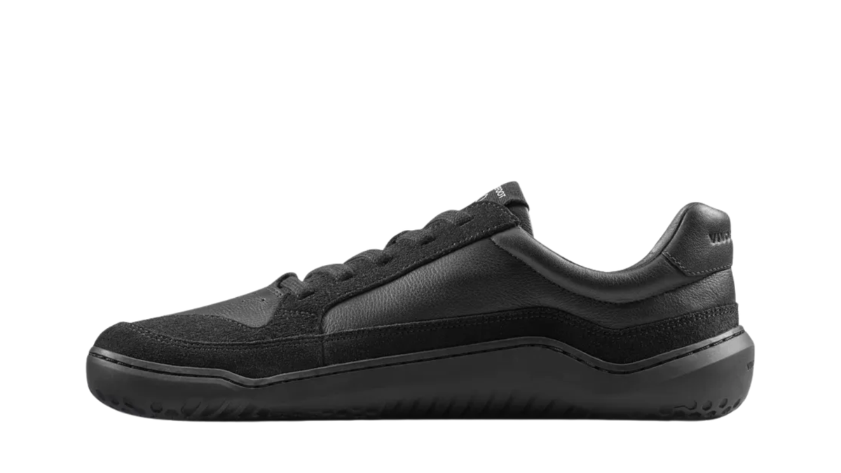 Barfußledersneaker für Erwachsene mit Schnürung, breiter Zehenbox und flexibler Sohle, Seitenansicht innen