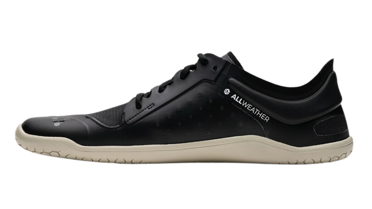Barfußschuh für Erwachsene mit Schnürung, breiter Zehenbox und geschlossenem Fersenbereich, Seitenansicht innen