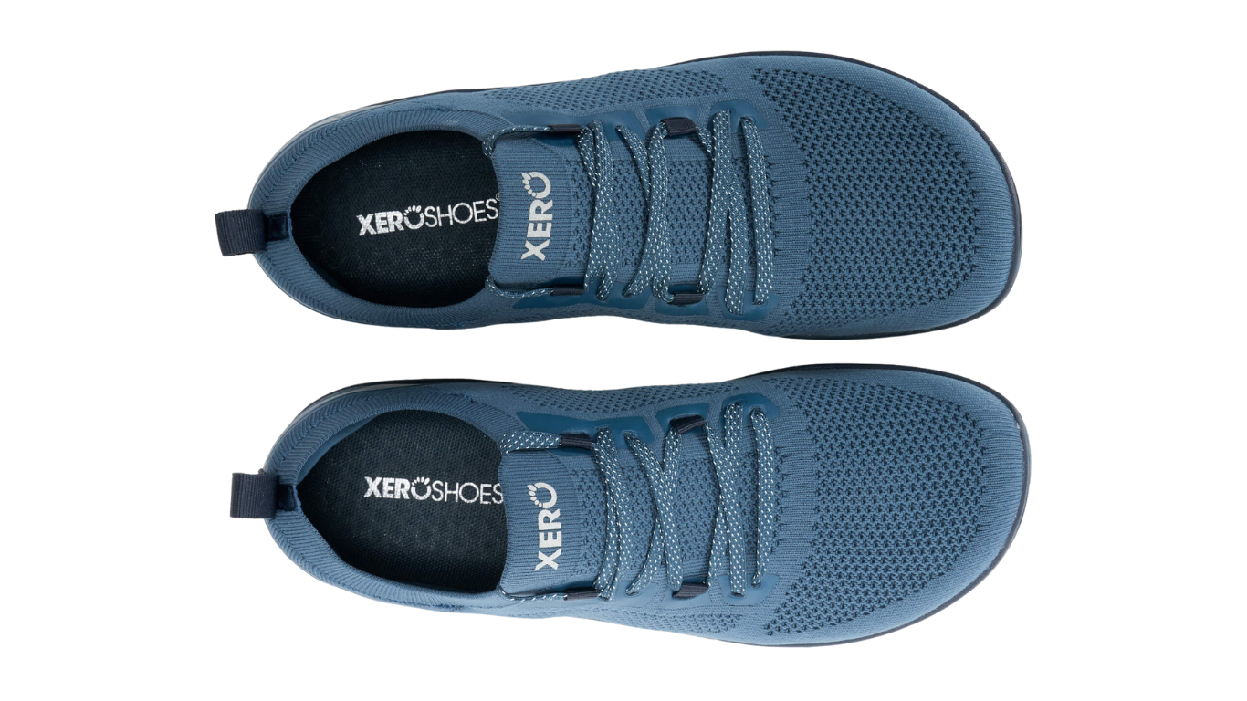 Barfußschuh, geschlossene Zehen und geschlossener Fersenbereich, Schnürung, flexible Sohle, Einzelschuh, Draufsicht als Paar