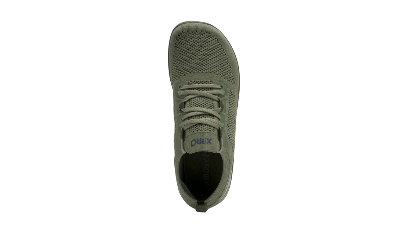 Barfußschuh, geschlossene Zehen und geschlossener Fersenbereich, Schnürung, flexible Sohle, Einzelschuh, Draufsicht