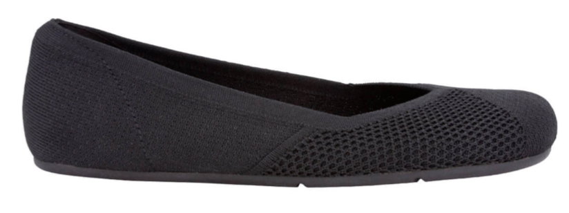 Barfußballerina, geschlossene Zehen und geschlossener Fersenbereich, elastischer Einstieg ohne Verschluss, flexible Sohle, Einzelschuh, Seitenansicht außen