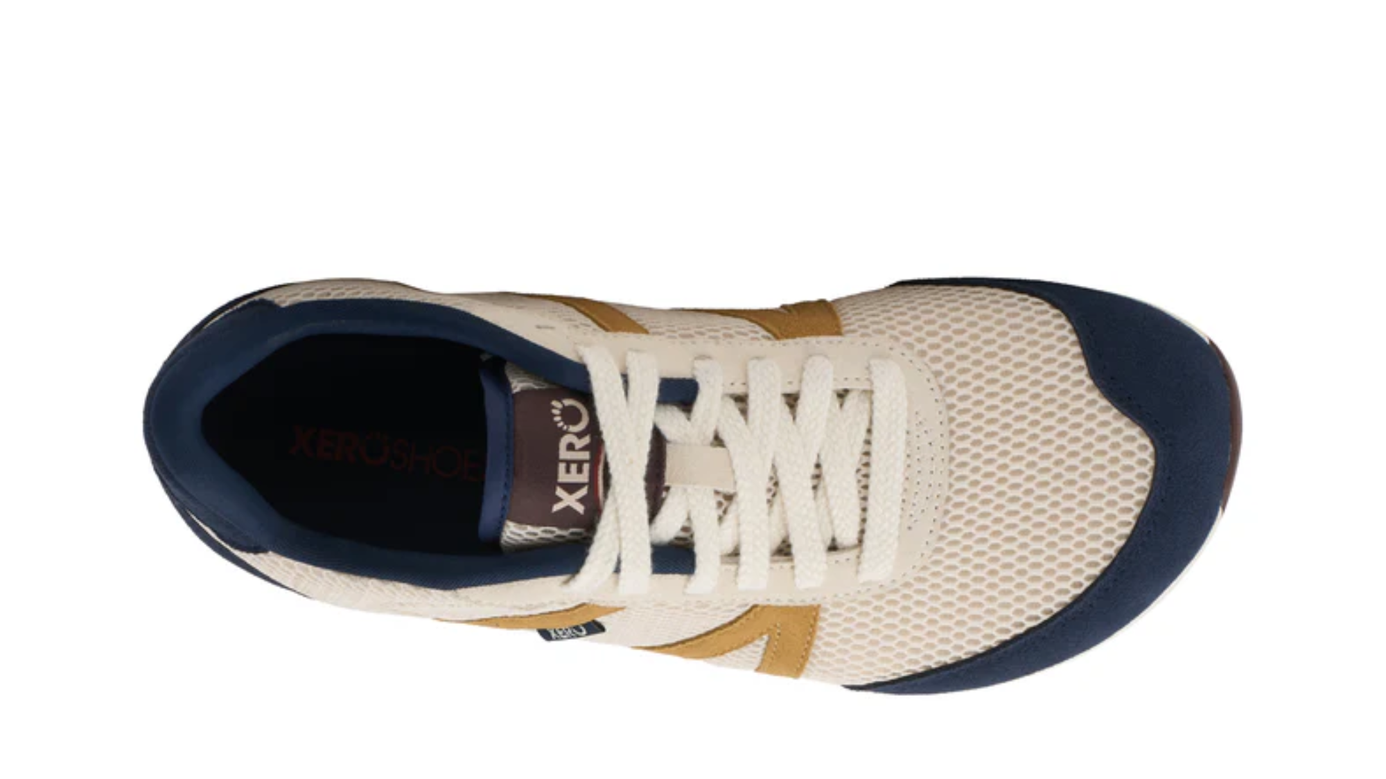Barfußschuh, geschlossene Zehen und geschlossener Fersenbereich, Schnürung, profilierte Sohle, Einzelschuh, Draufsicht