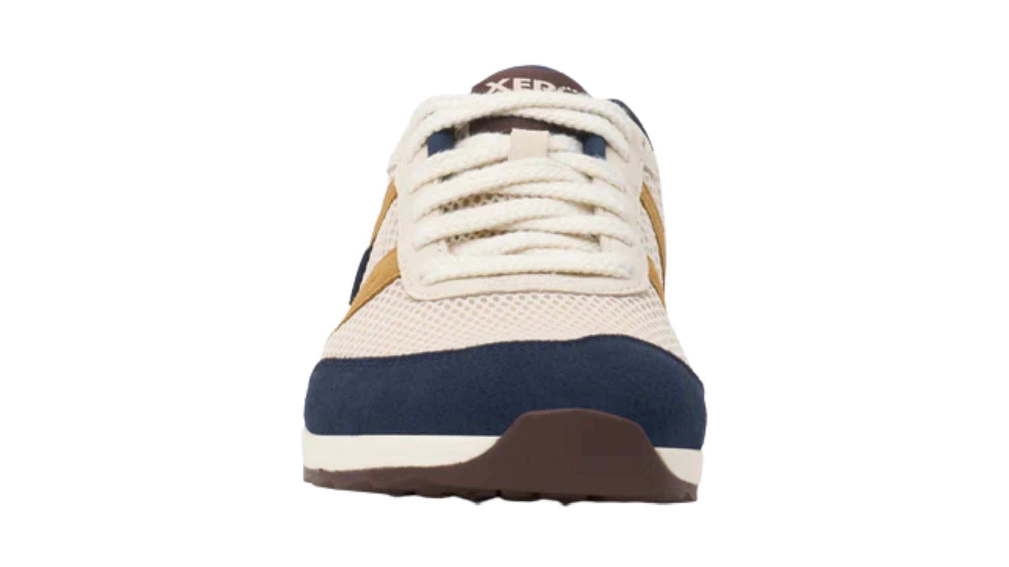Barfußschuh, geschlossene Zehen und geschlossener Fersenbereich, Schnürung, profilierte Sohle, Einzelschuh, Vorderansicht