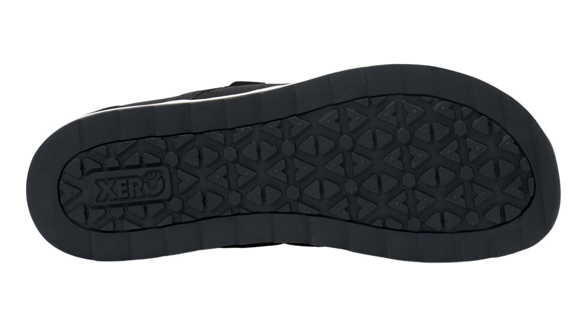 Barfußschuh, geschlossene Zehen und geschlossener Fersenbereich, Schnürung, profilierte Sohle, einzelner Schuh, Ansicht von unten
