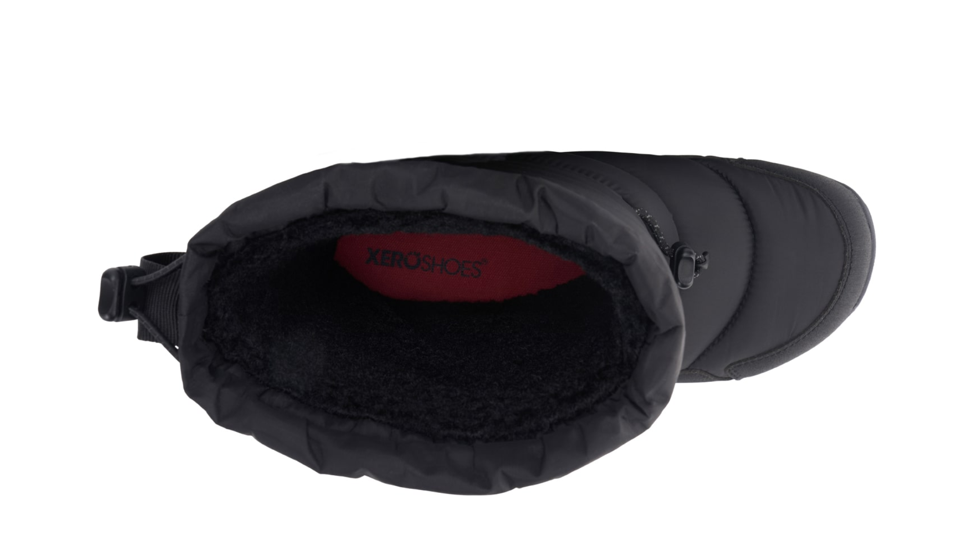 Barfußwinterstiefel als Einzelschuh, geschlossene Zehen und geschlossener Fersenbereich, Kordelzug am Schaft, profilierte Sohle, Draufsicht