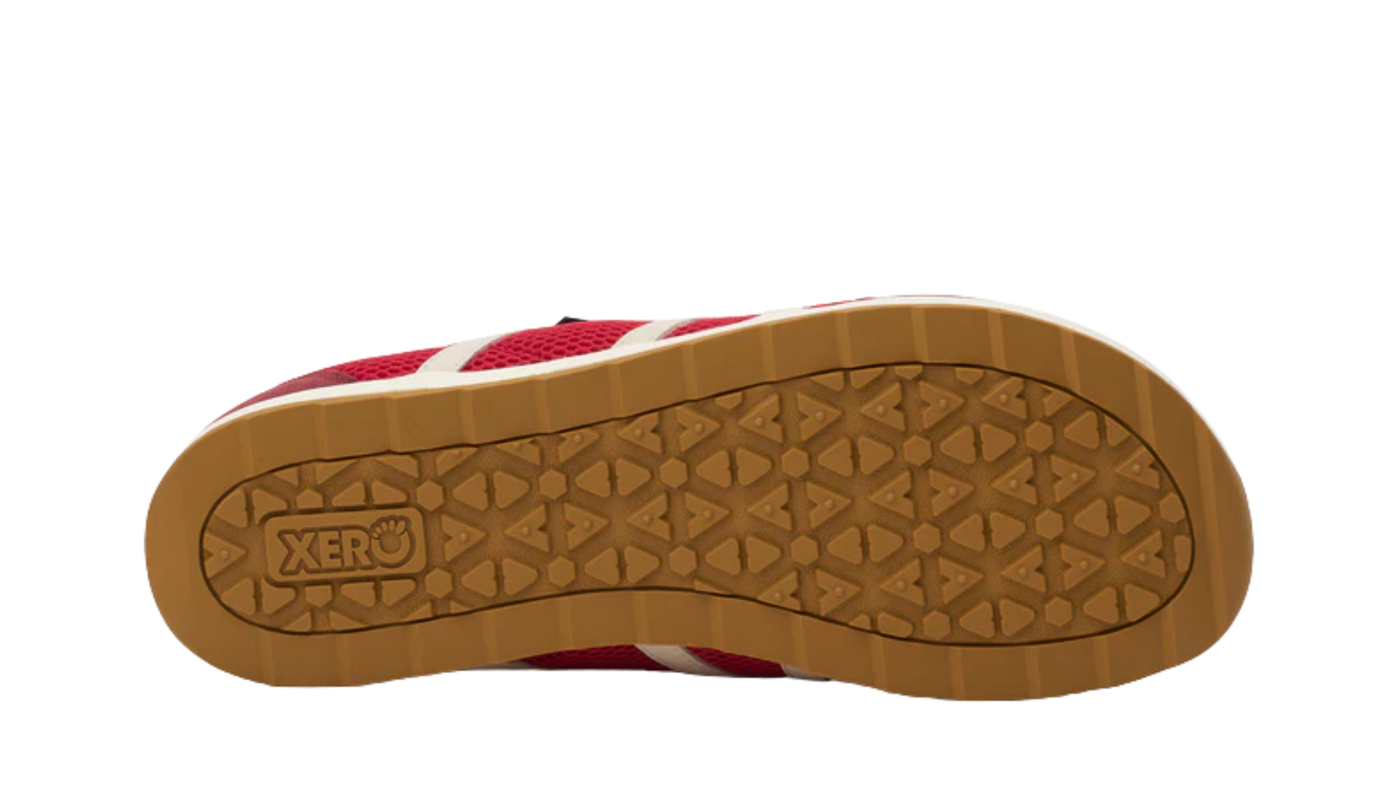Barfußschuh, geschlossene Zehen und geschlossener Fersenbereich, Schnürung, profilierte Sohle, Einzelschuh, Ansicht von unten