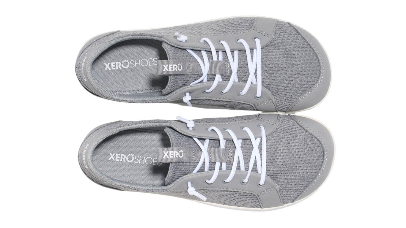 Barfußschuh mit Schnürung, breite Zehenbox, flexible Sohle, geschlossener Fersenbereich, Draufsicht als Paar