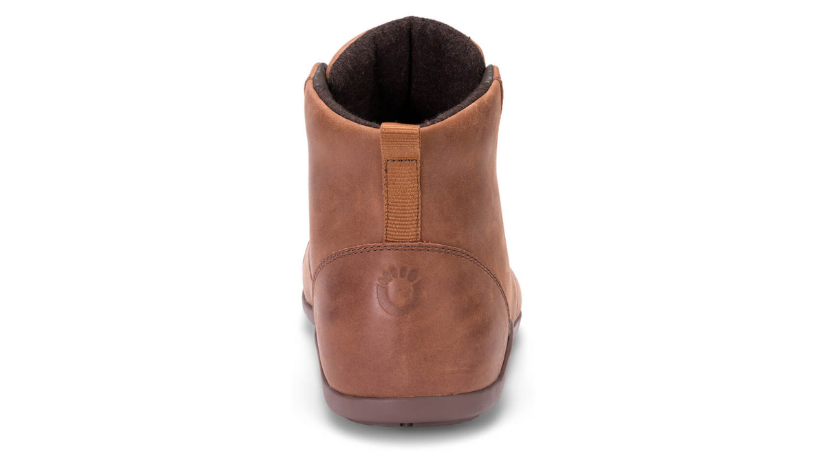 Barfußstiefel mit Schnürung, breite Zehenbox, flexible Sohle, geschlossener Schaft, geschlossener Fersenbereich, Rückansicht