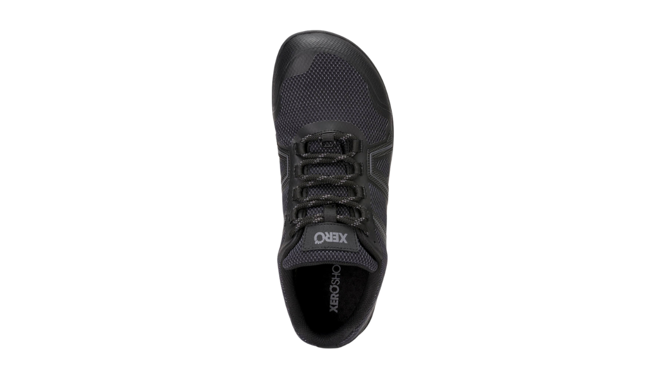Barfußschuh mit Schnürung, breite Zehenbox, flexible Sohle, geschlossener Fersenbereich, Draufsicht