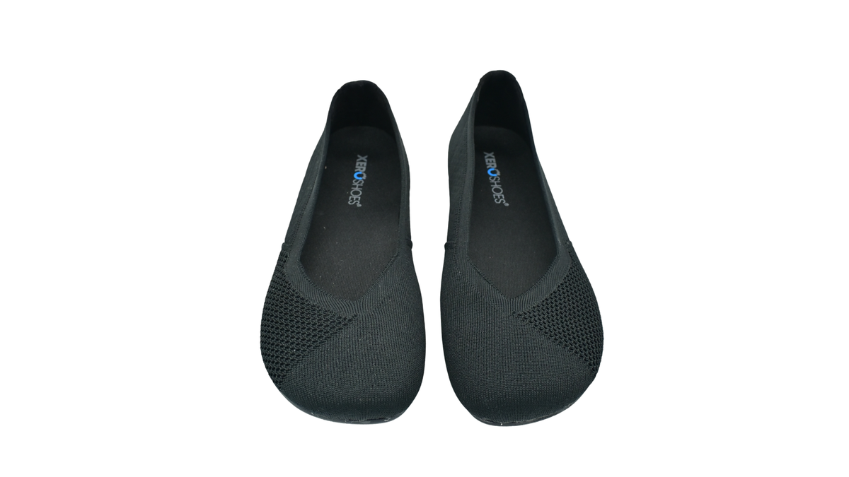 Barfußballerinas für Damen als Paar mit breiter Zehenbox, geschlossenen Zehen und flacher Sohle, Draufsicht
