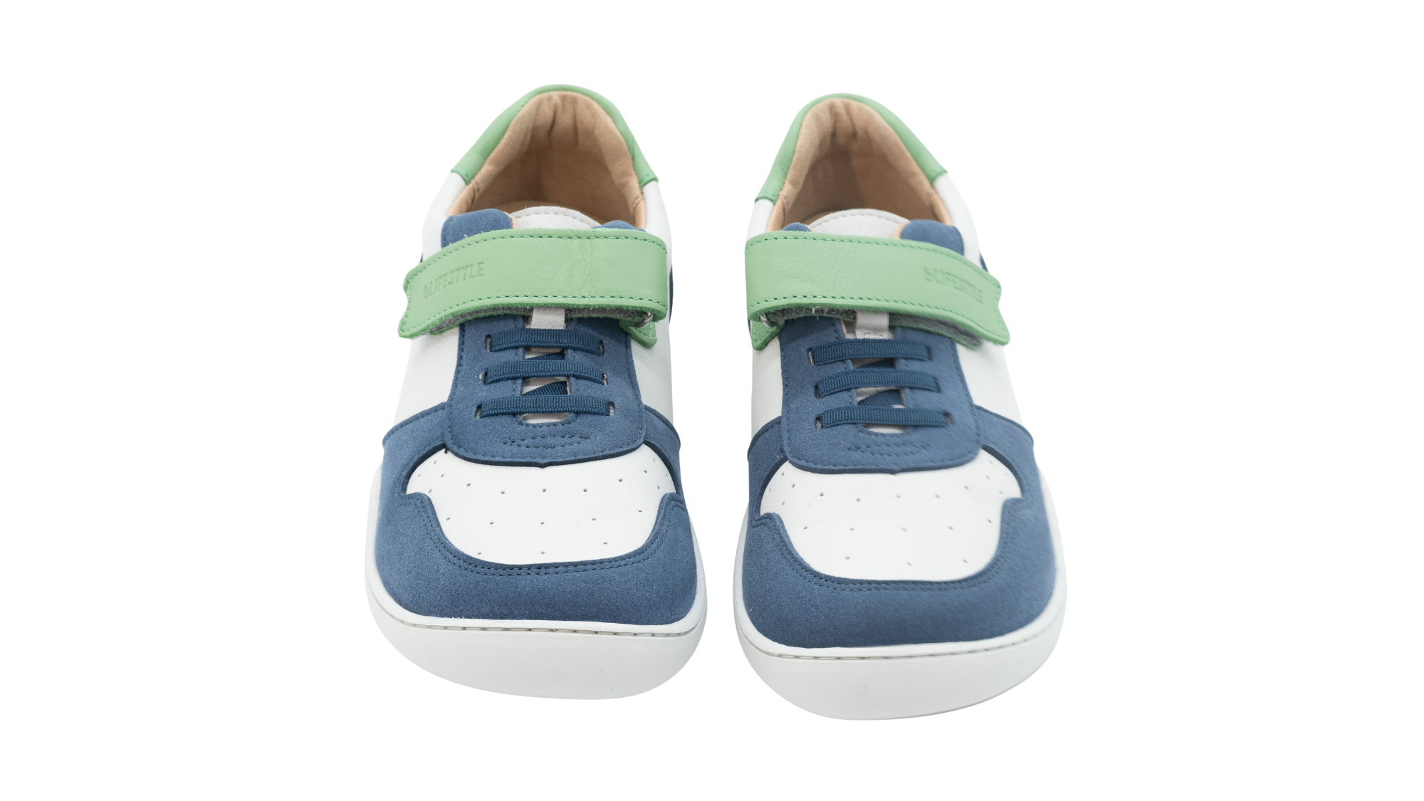 Barfußschuhe als Paar mit Klettverschluss und Schnürung, breite Zehenbox, Draufsicht