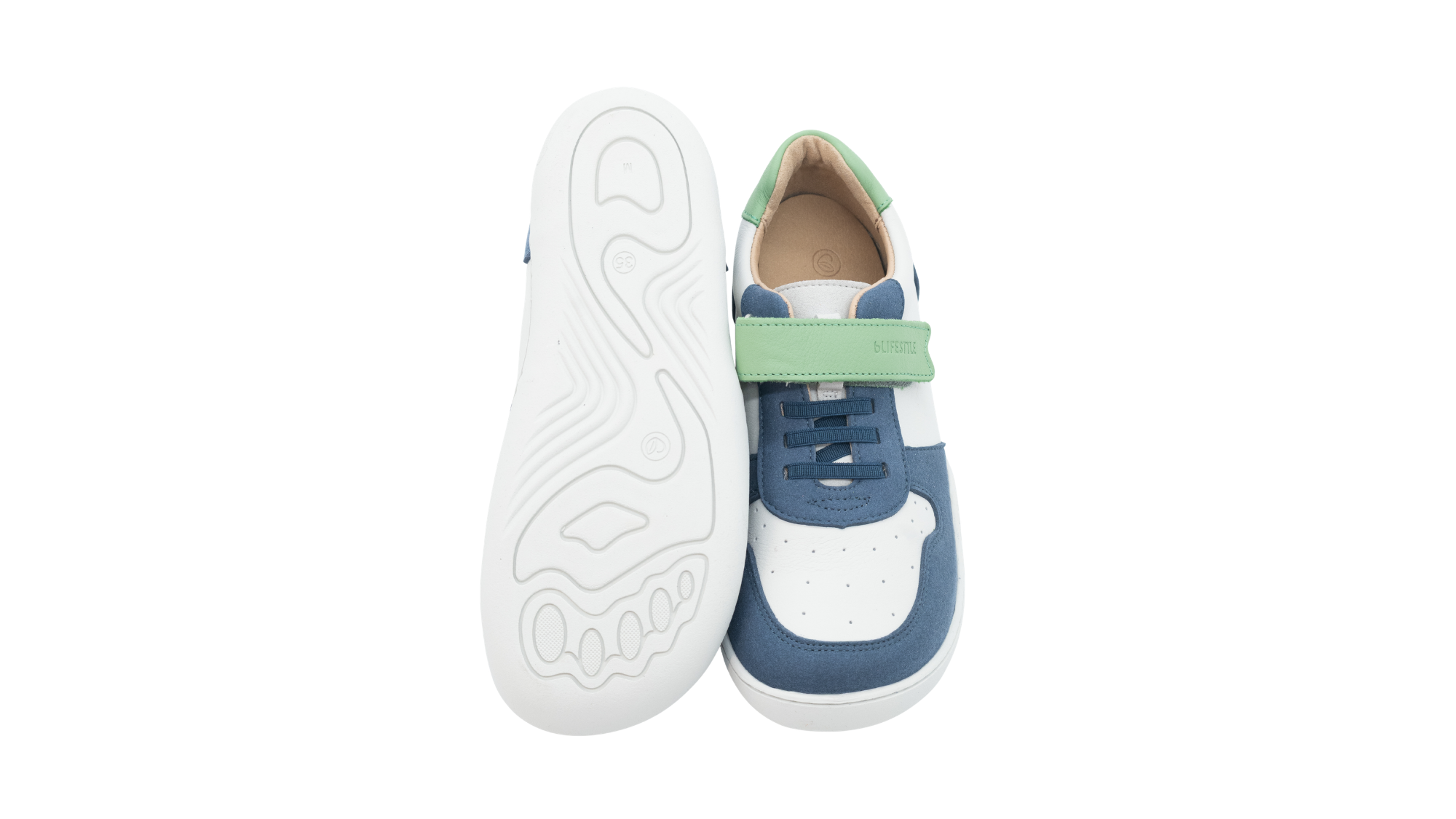 Barfußschuh mit profilierter, flexibler Sohle, Ansicht von unten