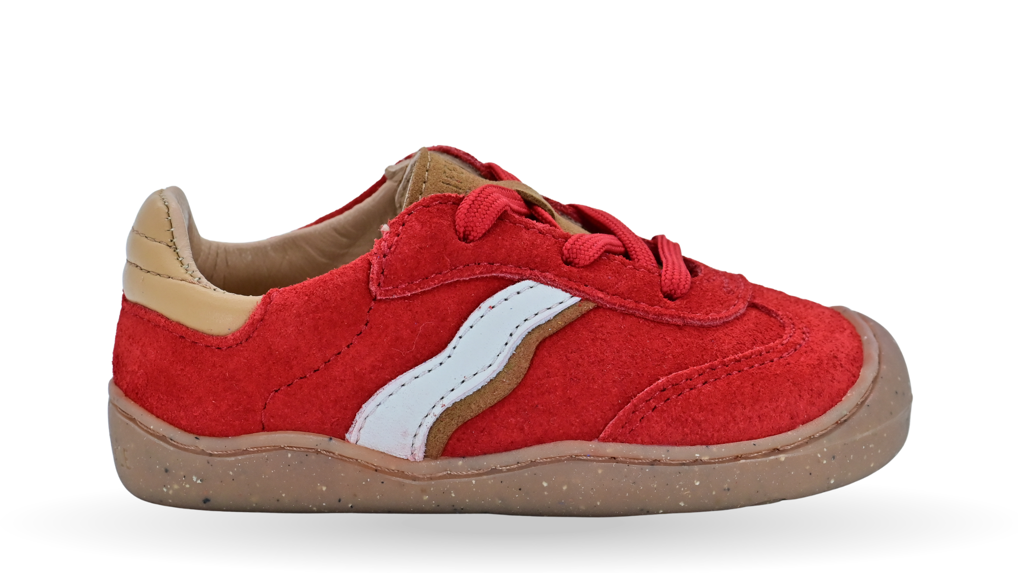 Barfußschuh mit Schnürung, breite Zehenbox, flexible Sohle, geschlossener Fersenbereich, niedriger Schaft, Seitenansicht außen