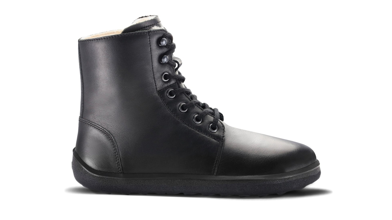 Barfußwinterschuh für Erwachsene, knöchelhoch, breite Zehenbox, geschlossene Zehen, geschlossene Ferse, flexible Sohle, Seitenansicht außen