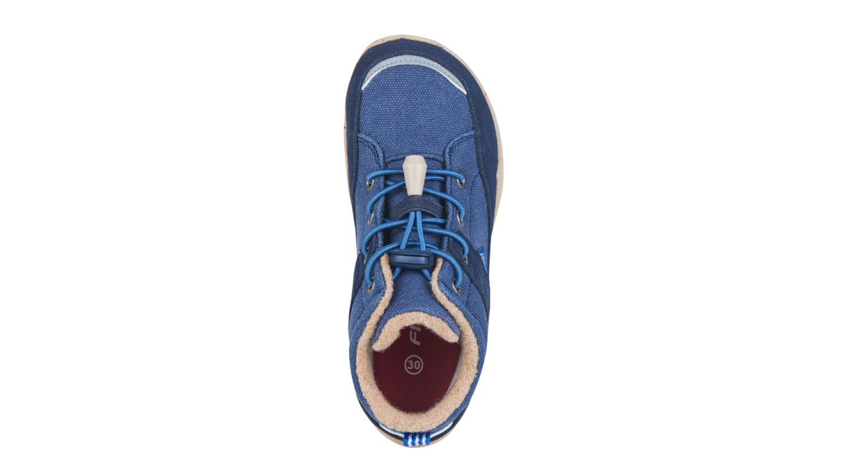 Barfußschuh mit Schnürung, geschlossene Zehen und geschlossener Fersenbereich, Draufsicht