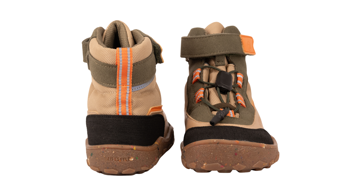 Barfußstiefel als Paar mit geschlossener Ferse, Rückansicht