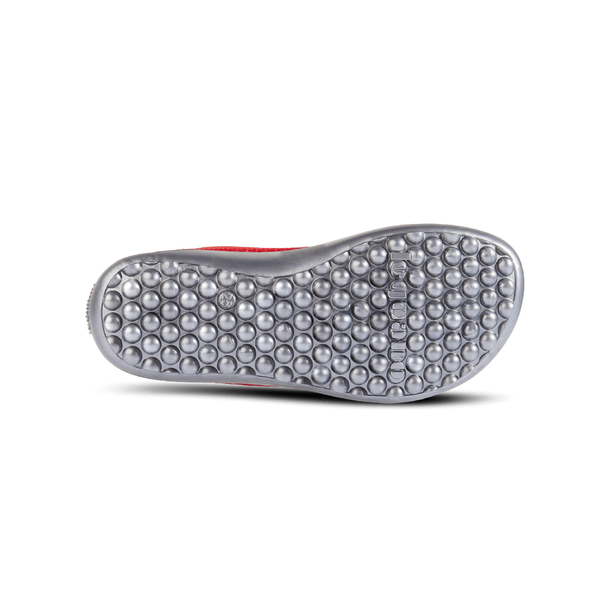 Barfußschuh für Kinder mit Schnürsenkeln, geschlossener Zehenbox und geschlossenem Fersenbereich, flexible profilierte Sohle, Ansicht von unten