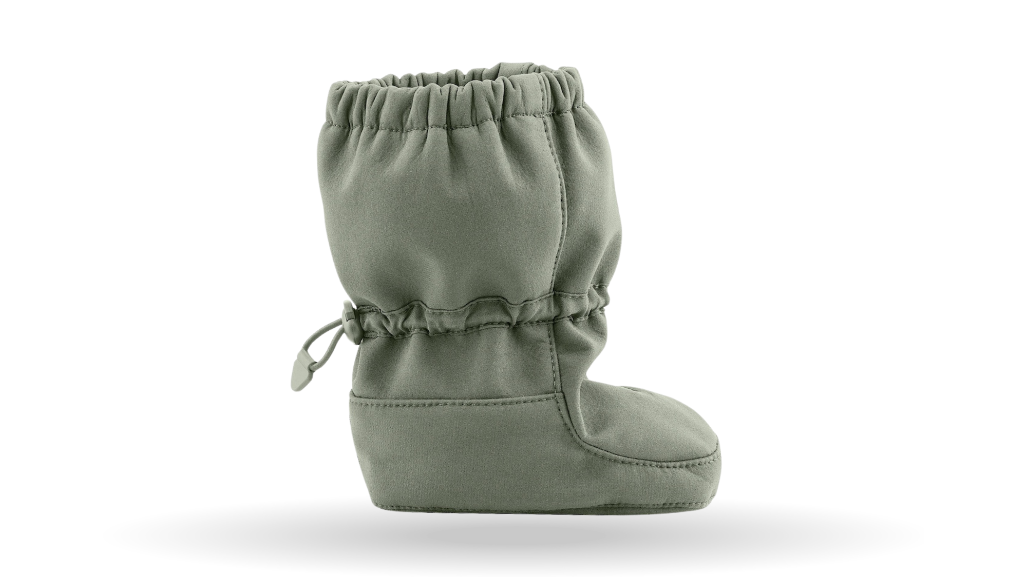 Barfußstiefel für Kinder, geschlossene Zehenpartie, geschlossener Fersenbereich, hoher Schaft mit Gummizug und Stopper, flache Sohle, Seitenansicht außen